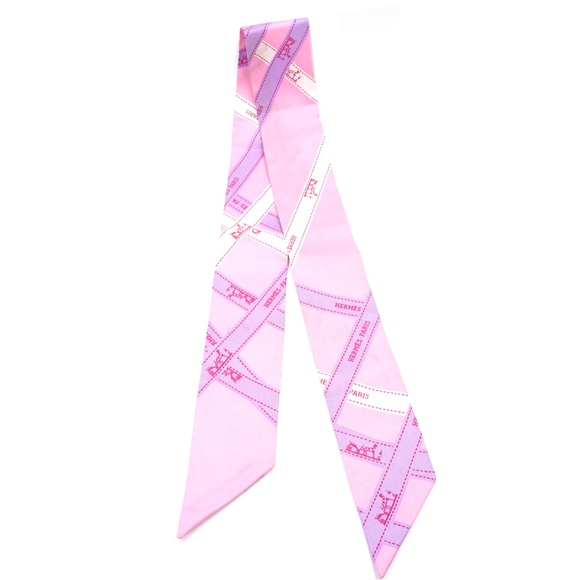 Pink Twilly Logo Ribbon Silk Scarf/Wrap - Picture 3 of 11